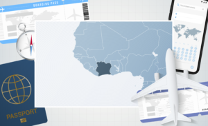 carte de la Côte d'Ivoire et passeport